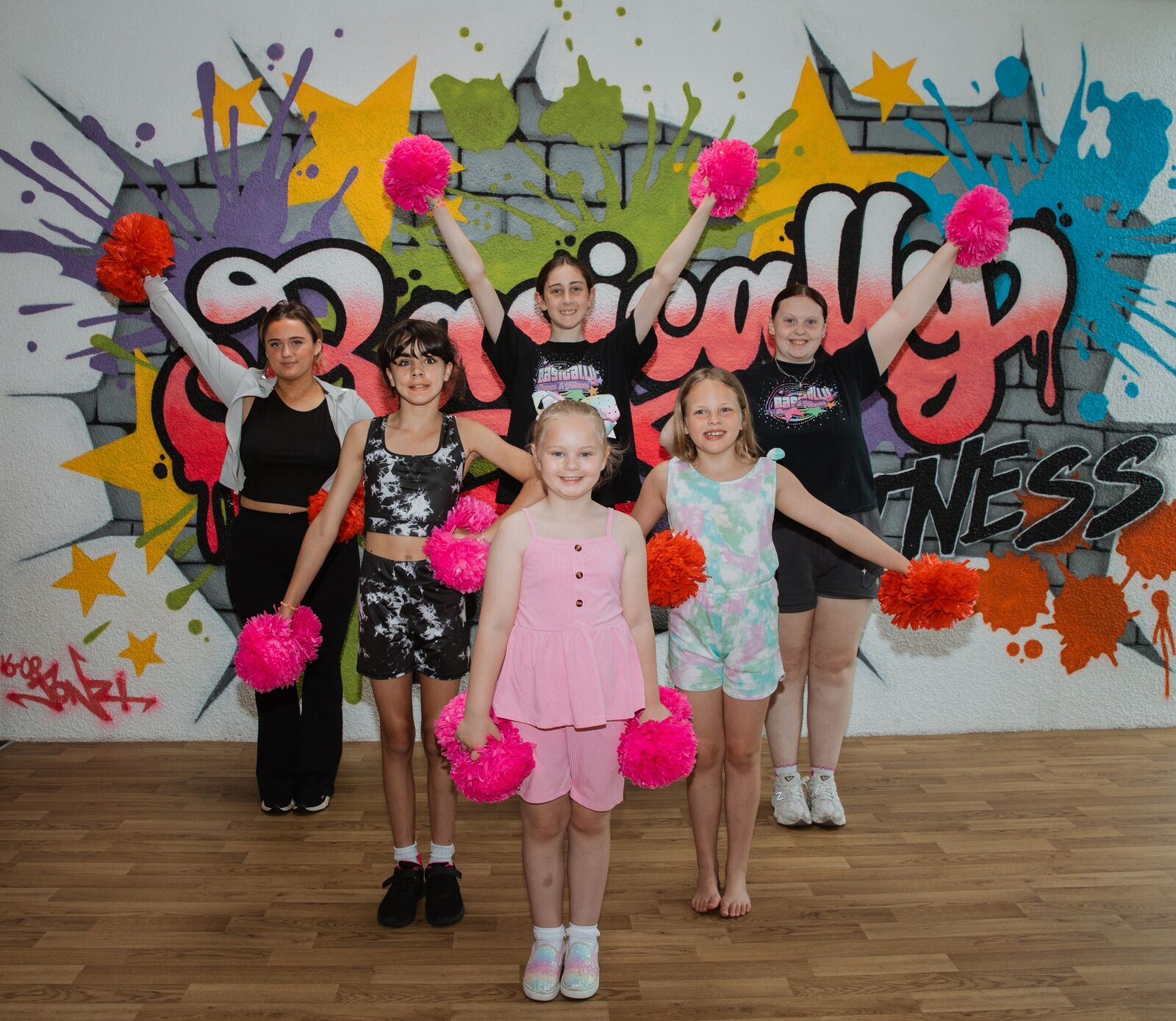 Jess, Matilda, Alyssa, Amelia, Harper and Isabella at Basically Cheer