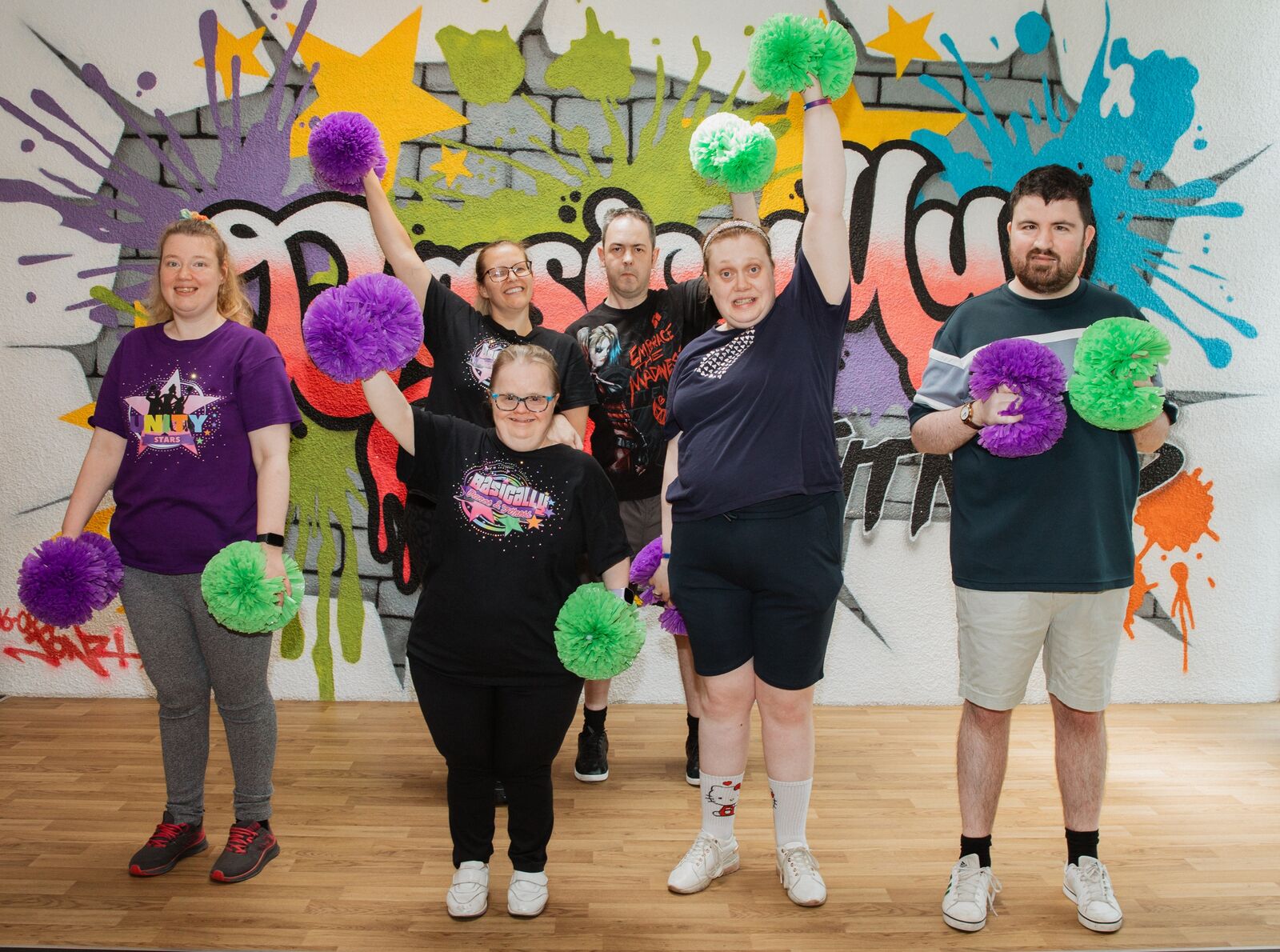 Letitia, Lianne, Louise, Matt, Laura and Josh at Basically Cheer