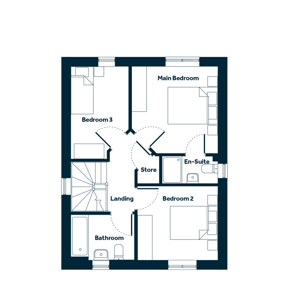The Croston first floor plan at Weaver's Rise, Mellor Brook