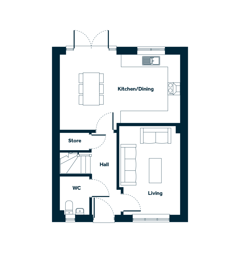 The Croston ground floor plan at Weaver's Rise, Mellor Brook