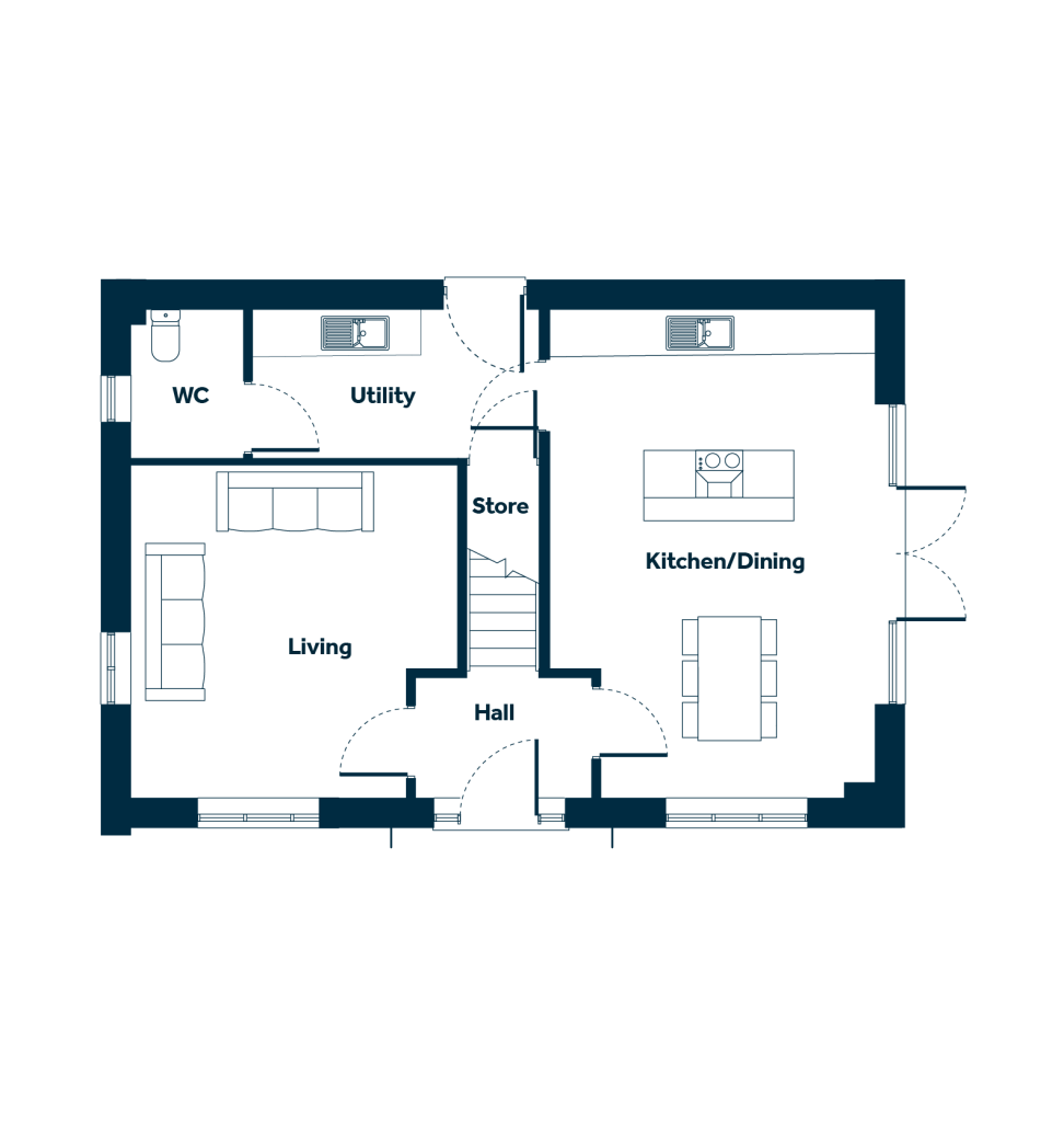 The Paisley ground floor plan at Weaver's Rise, Mellor Brook
